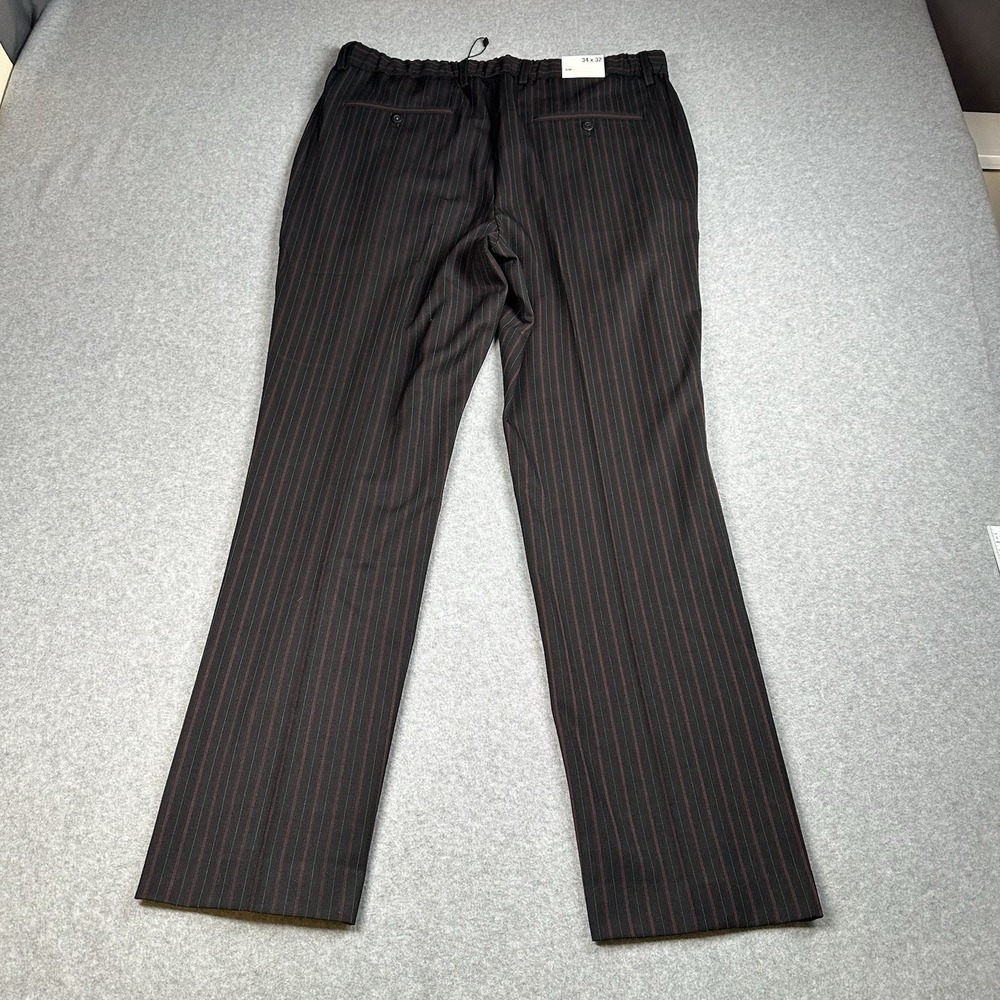 Express Slim Fit Pinstripe Mens Dress Pants 34x32(30) Black Red Stretch NWT - Picture 8 of 9